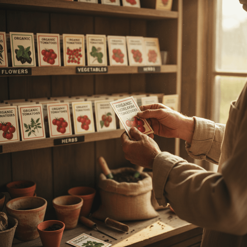 Selecting native shrubs from a nursery